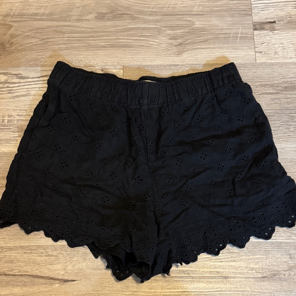 Abercrombie & Fitch Black Eyelet High Waist Shorts